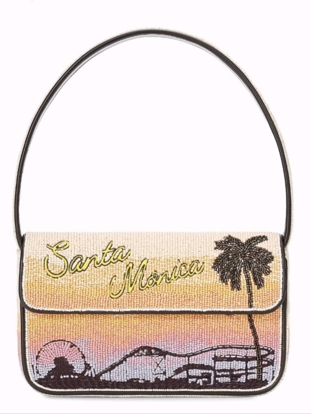 Staud Tommy Santa Monica Beaded Shoulder Bag - Sunset Print